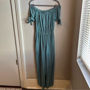 Band of Gypsies Teal Off-Shoulder Jumpsuit